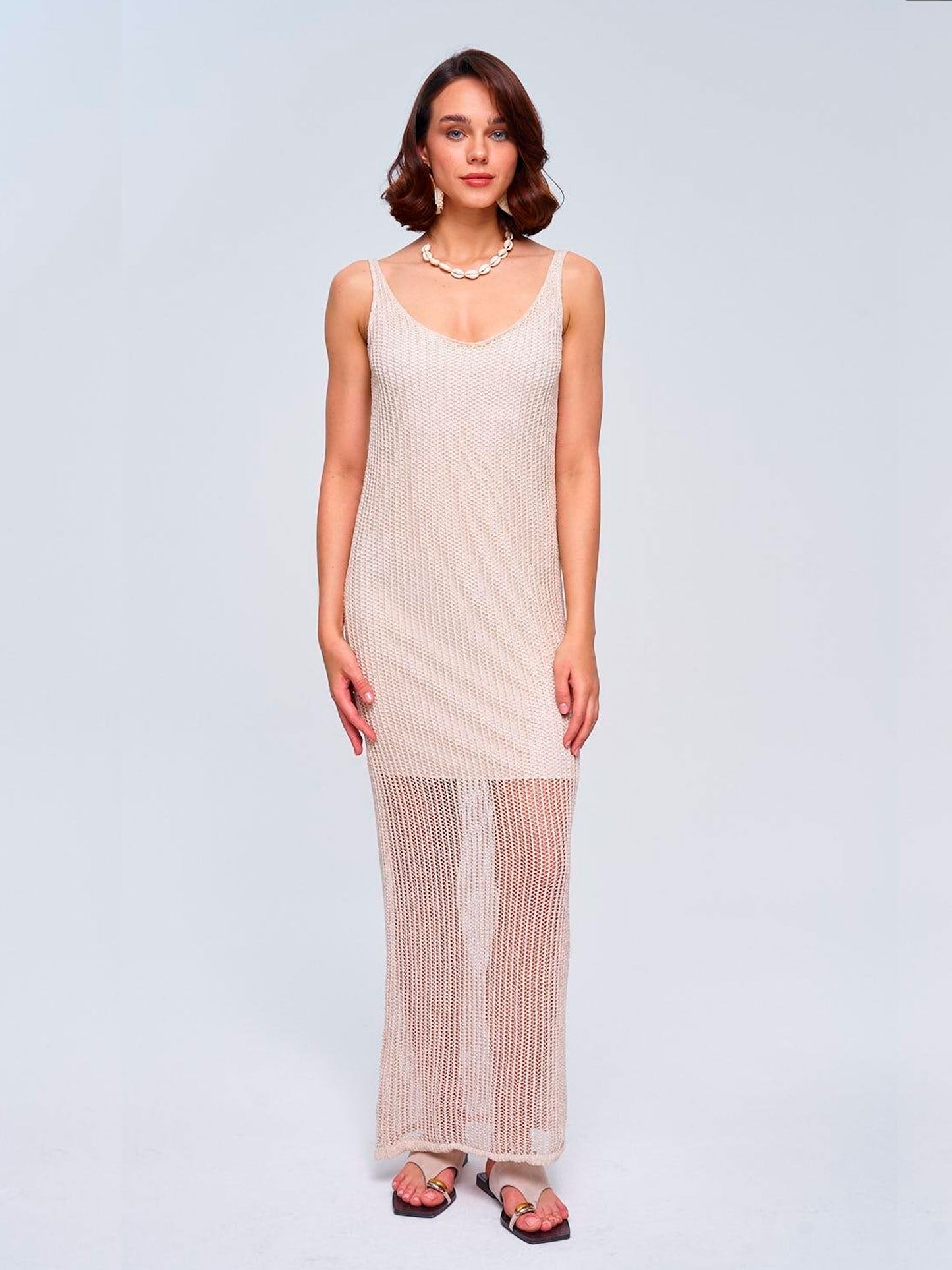 Perla Gold Knitted Maxi Dress